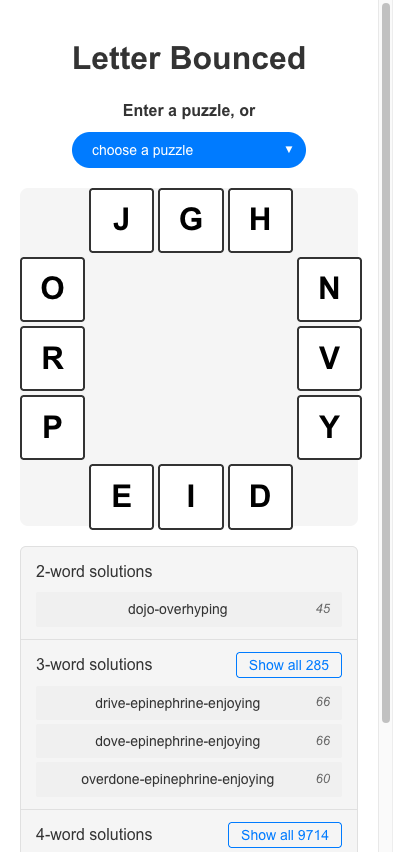 Screenshot of the Letter Bounced web app