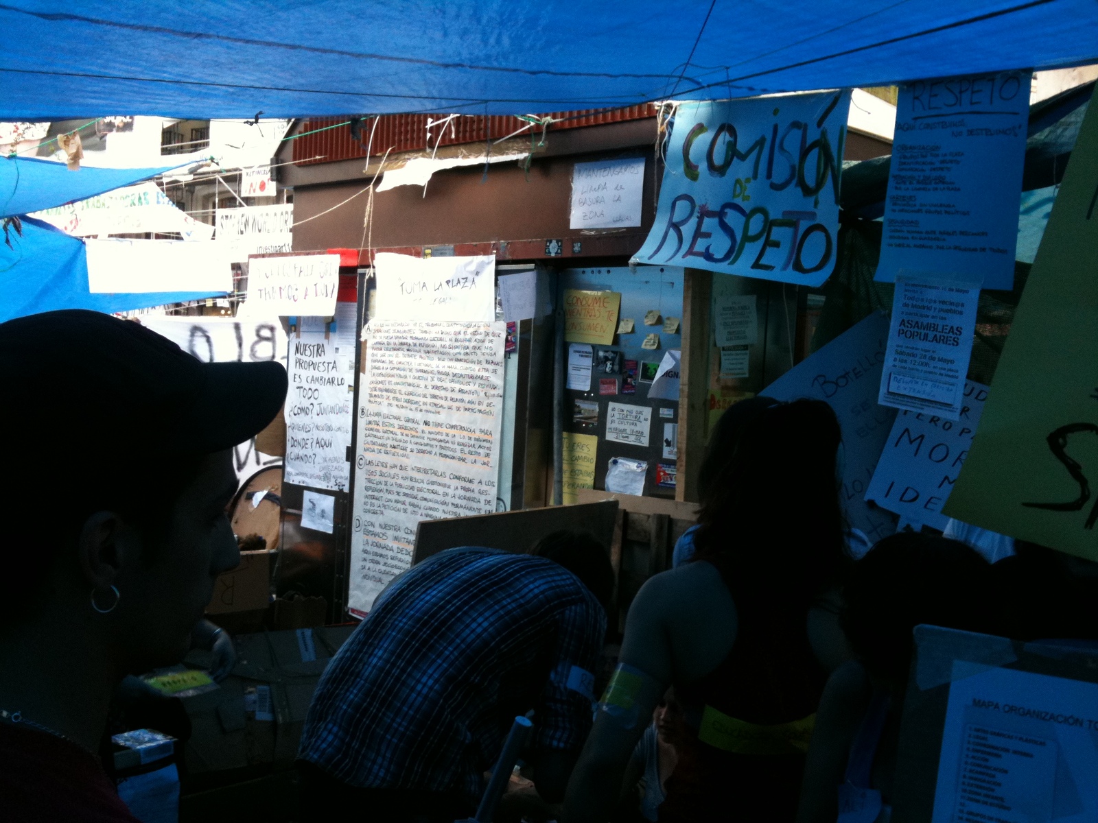 Inside the tented area