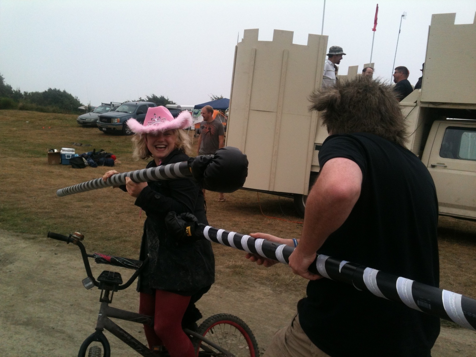 Pre-bicycle-jousting at CastleCamp 2